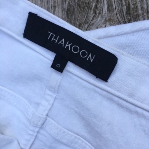 THAKOON High Waisted A-Line Denim Raw Hem  Skirt 0 - Picture 12 of 14